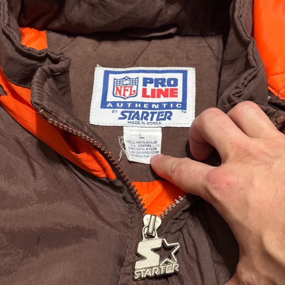 Vintage Cleveland Browns Starter 90s Retro NFL Pro Line L Full Zip Puffer Jacket